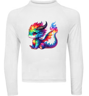 Camiseta Dragão Colorido Fofo Térmica Juvenil Infantil Proteção Solar Uv 50+ Estampada - 19