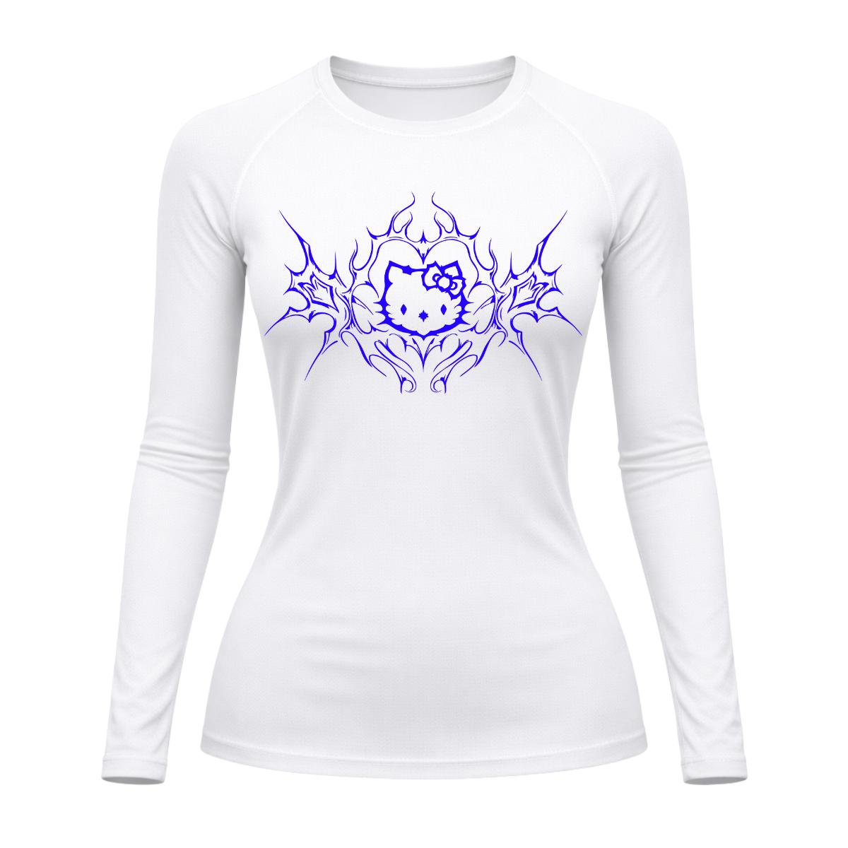 Camiseta Compressão Uv Manga Longa Cyber Tribal Black Heart Hello Kitty Rash Guard