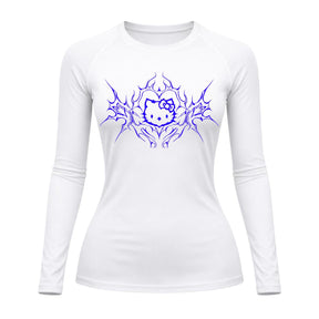 Camiseta Compressão Uv Manga Longa Cyber Tribal Black Heart Hello Kitty Rash Guard