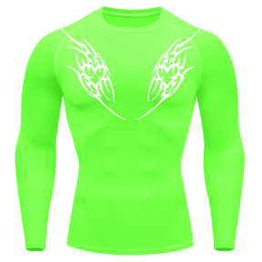 Camiseta Longa Compressão Proteção UV Cyber Tribal Dois Corações Rash Guard