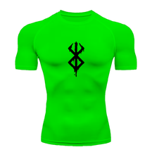 Camisa Compressão Proteção Uv 50+ Estampada Tecido Gelado Segunda Pele Manga Curta Símbolo Berserk