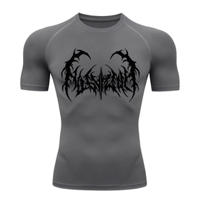 Camiseta Curta Compressão Proteção UV Cyber Tribal Dark Metal Rash Guard