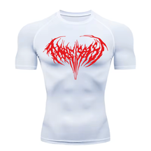 Camiseta Curta Compressão Proteção UV Cyber Tribal Narcissist Frente