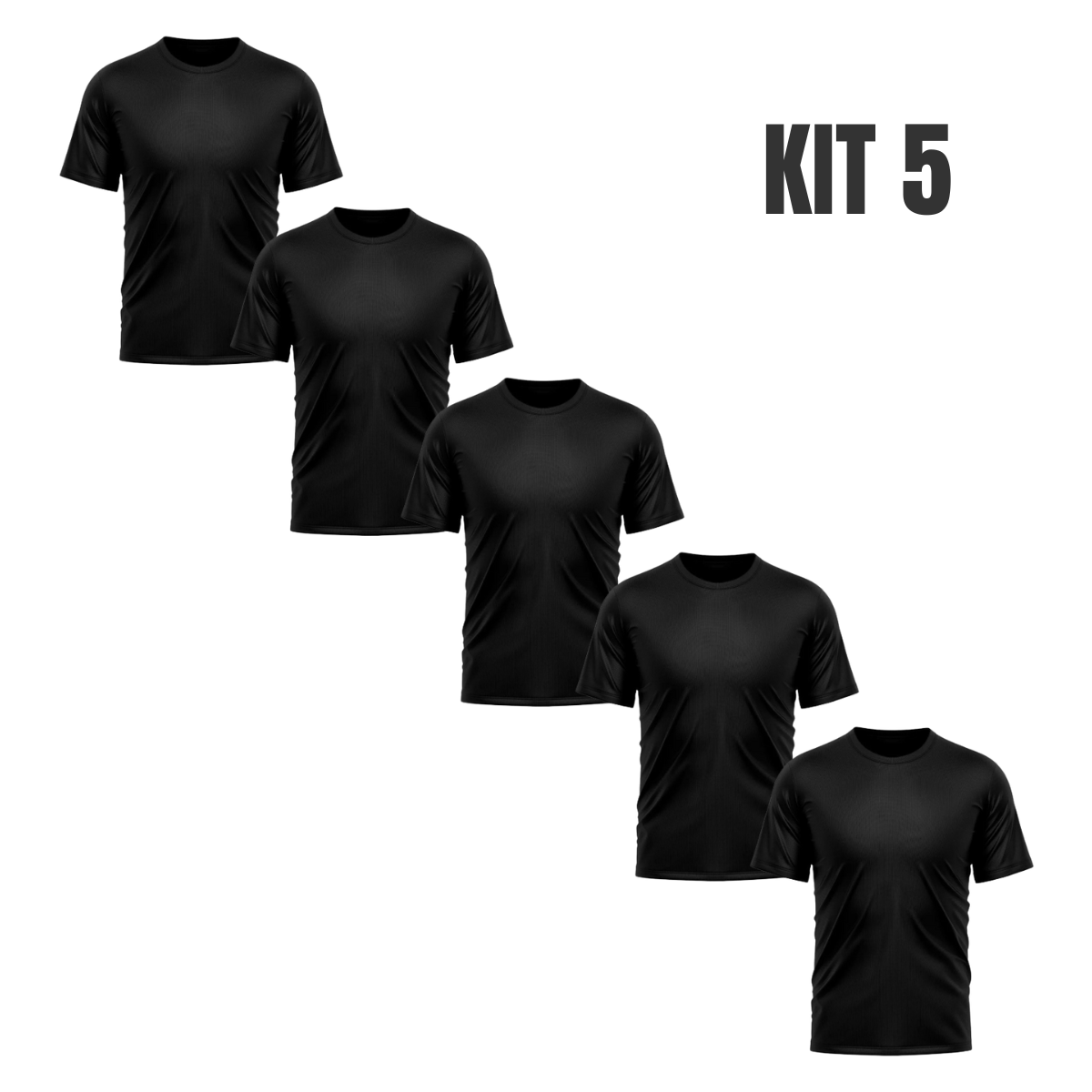 kit 5 camisas térmicas com proteção uv manga curta preto