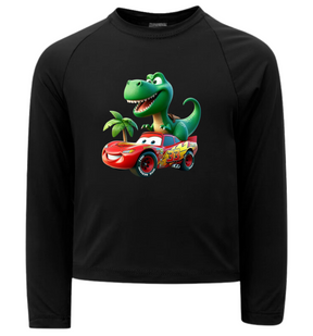 Camiseta Relâmpago Mcqueen Correndo com T-Rex Térmica Juvenil Infantil Proteção Solar Uv 50+ Estampada - 16