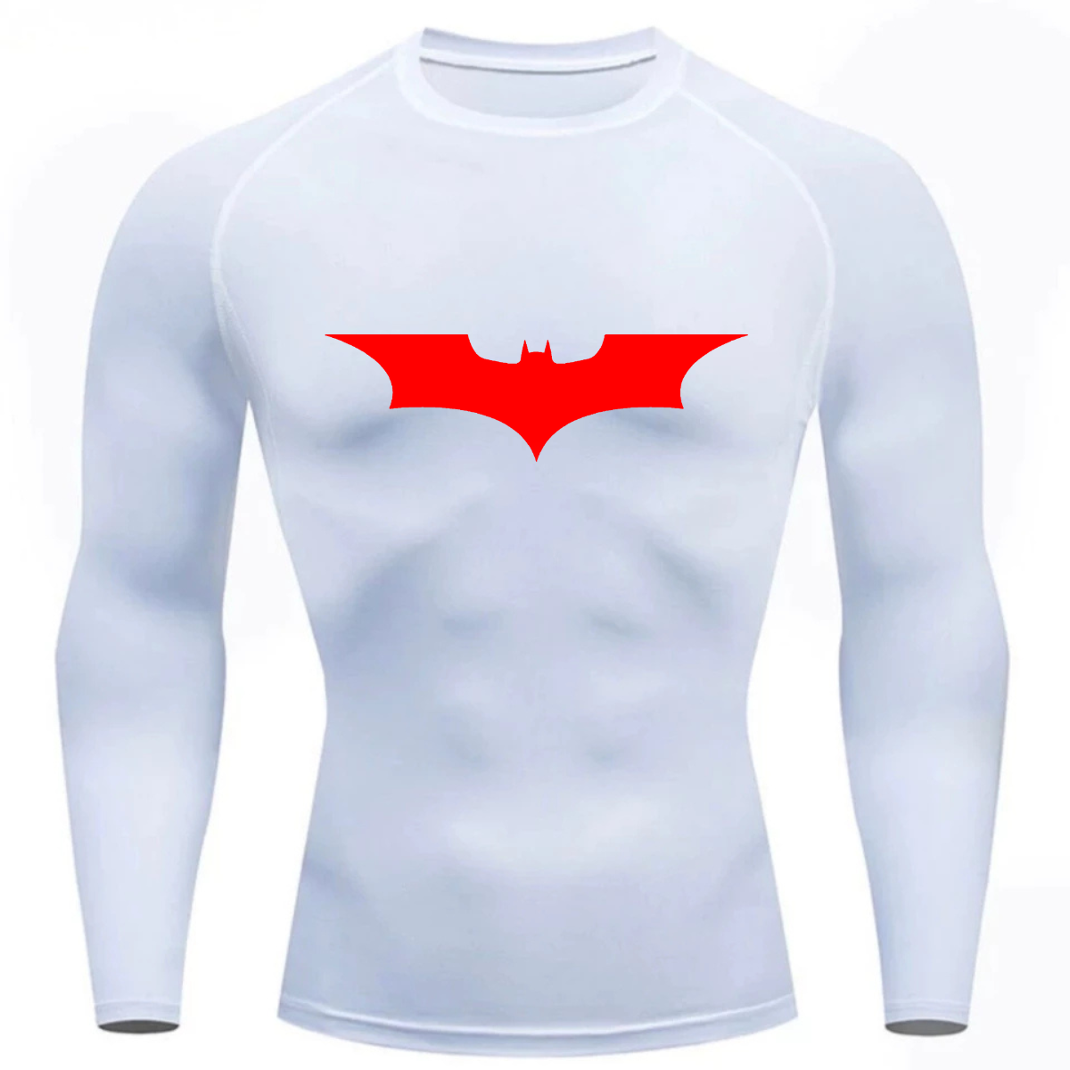 Camisa Compressão Proteção Uv 50+ Estampada Tecido Gelado Segunda Pele Manga Longa Símbolo Batman