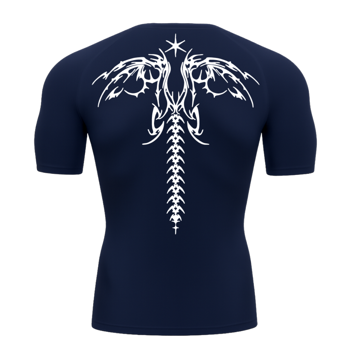 Camiseta Curta Compressão Proteção UV Cyber Tribal Asas 02 Costas