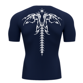 Camiseta Curta Compressão Proteção UV Cyber Tribal Asas 02 Costas