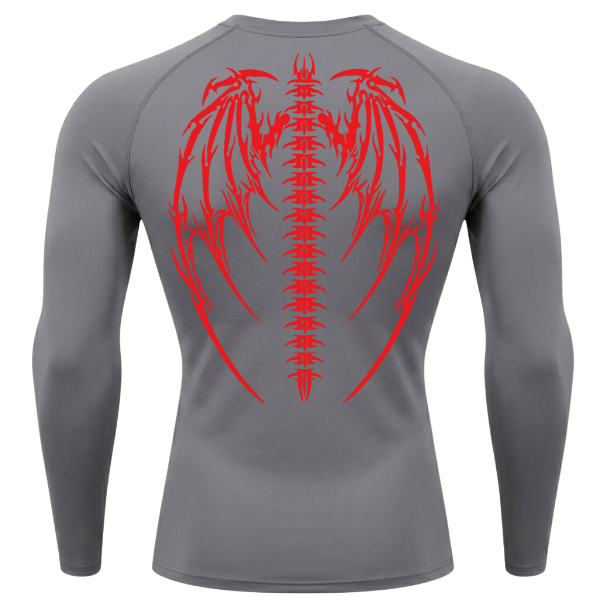 Camiseta Longa Compressão Proteção UV Cyber Tribal Bones Wings Costas