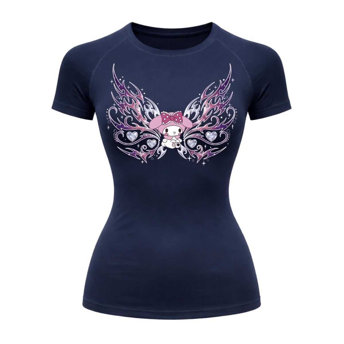 Camiseta Compressão Uv Manga Curta Cyber Tribal My Melody Hello Kitty Rash Guard