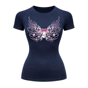 Camiseta Compressão Uv Manga Curta Cyber Tribal My Melody Hello Kitty Rash Guard