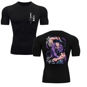Camiseta Compressão Proteção Uv 50+ Manga Curta Jujutsu Kaisen Toji Zenin Behind Rash Guard