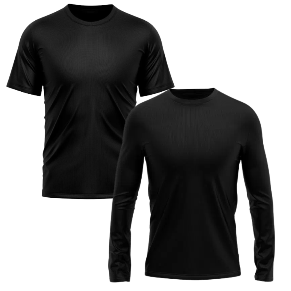 kit 2 camisas térmicas e de proteção UV manga longa e manga curta preta