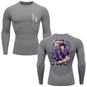 Camiseta Compressão Proteção Uv 50+ Manga Longa Jujutsu Kaisen Toji Zenin Behind Rash Guard
