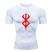Camiseta Compressão Proteção Uv 50+ Segunda Pele Manga Curta Símbolo Berserk
