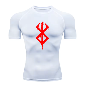 Camiseta Compressão Proteção Uv 50+ Segunda Pele Manga Curta Símbolo Berserk