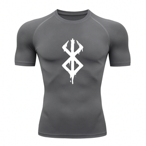 Camiseta Compressão Proteção Uv 50+ Segunda Pele Manga Curta Símbolo Berserk