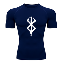 Camiseta Compressão Proteção Uv 50+ Segunda Pele Manga Curta Símbolo Berserk