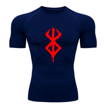 Camiseta Compressão Proteção Uv 50+ Segunda Pele Manga Curta Símbolo Berserk