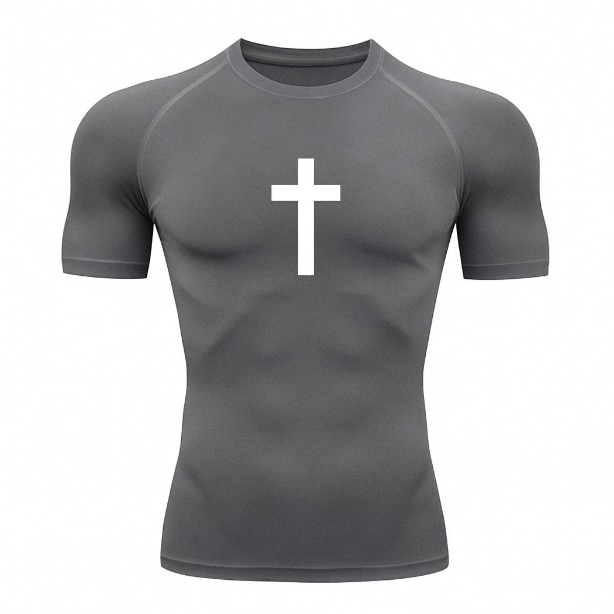 Camisa Compressão Proteção Uv 50+ Estampada Tecido Gelado Segunda Pele Manga Curta Cruz