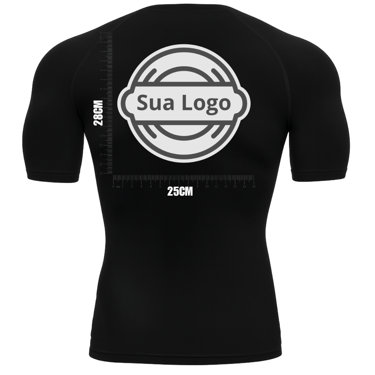 Camiseta PERSONALIZADA UV Curta Preta Estampa Logo