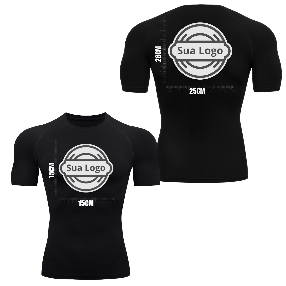 Camiseta PERSONALIZADA UV Curta Preta Estampa Logo