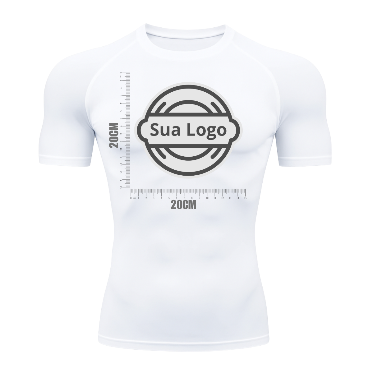 Camiseta PERSONALIZADA UV Curta Branca Estampa Logo