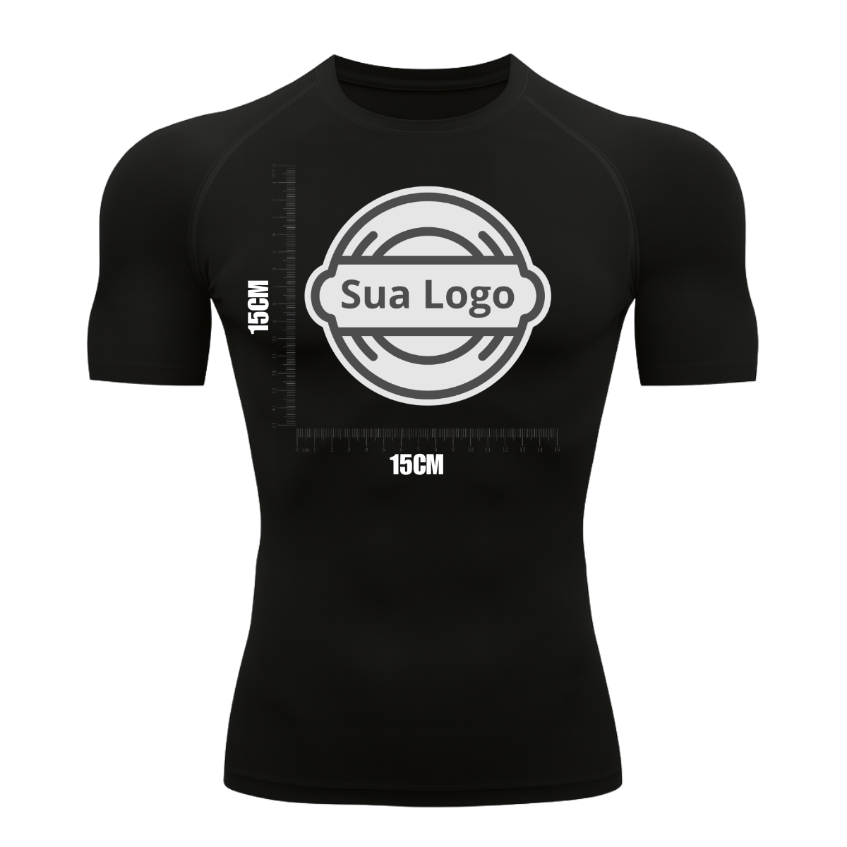 Camiseta PERSONALIZADA UV Curta Preta Estampa Logo