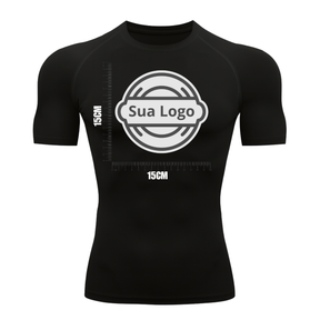 Camiseta PERSONALIZADA UV Curta Preta Estampa Logo