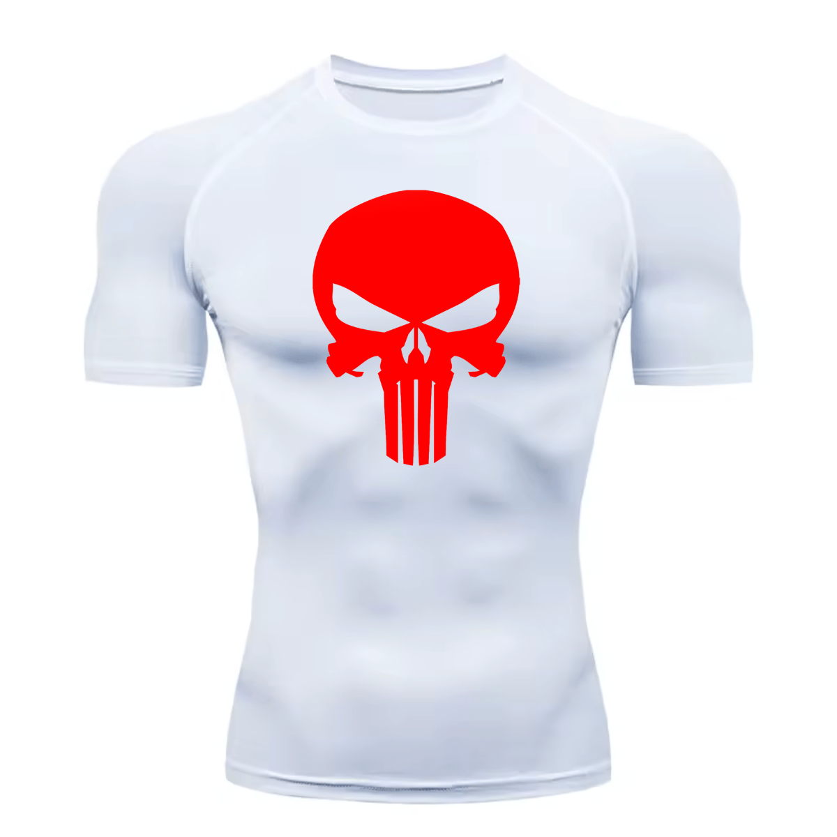 Camiseta Compressão Proteção Uv 50+ Segunda Pele Manga Curta Símbolo Justiceiro Caveira Rash Guard