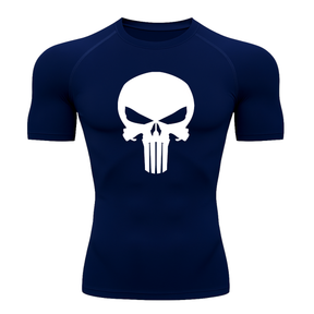 Camiseta Compressão Proteção Uv 50+ Segunda Pele Manga Curta Símbolo Justiceiro Caveira Rash Guard
