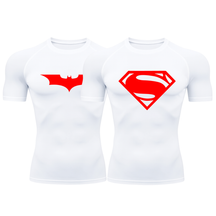 Kit 2 Camisetas Curta Compressão Proteção UV Heróis Batman Super Homem