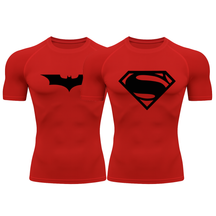 Kit 2 Camisetas Curta Compressão Proteção UV Heróis Batman Super Homem