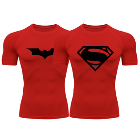 Kit 2 Camisetas Curta Compressão Proteção UV Heróis Batman Super Homem