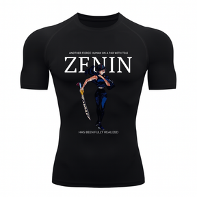 Camiseta Compressão Proteção Uv 50+ Segunda Pele Manga Curta Jujutsu Kaisen Maki Zenin