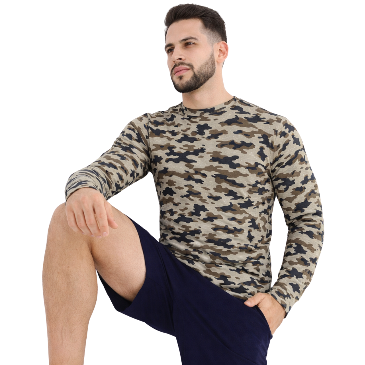 Camisa Térmica Masculina Camuflada Com Proteção Uv 50+