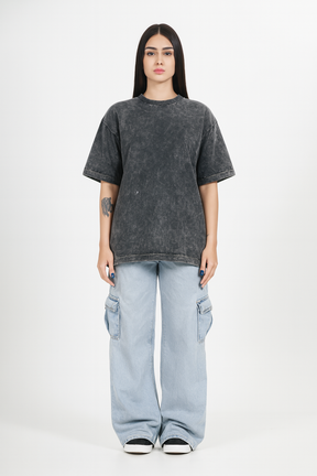Camiseta OVERSIZED Stonada Marmorizado Preto