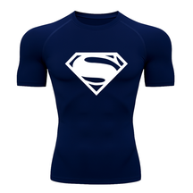 Camisa Compressão Proteção Uv 50+ Estampada Tecido Gelado Segunda Pele Manga Curta Super Man Super Homem Rash Guard