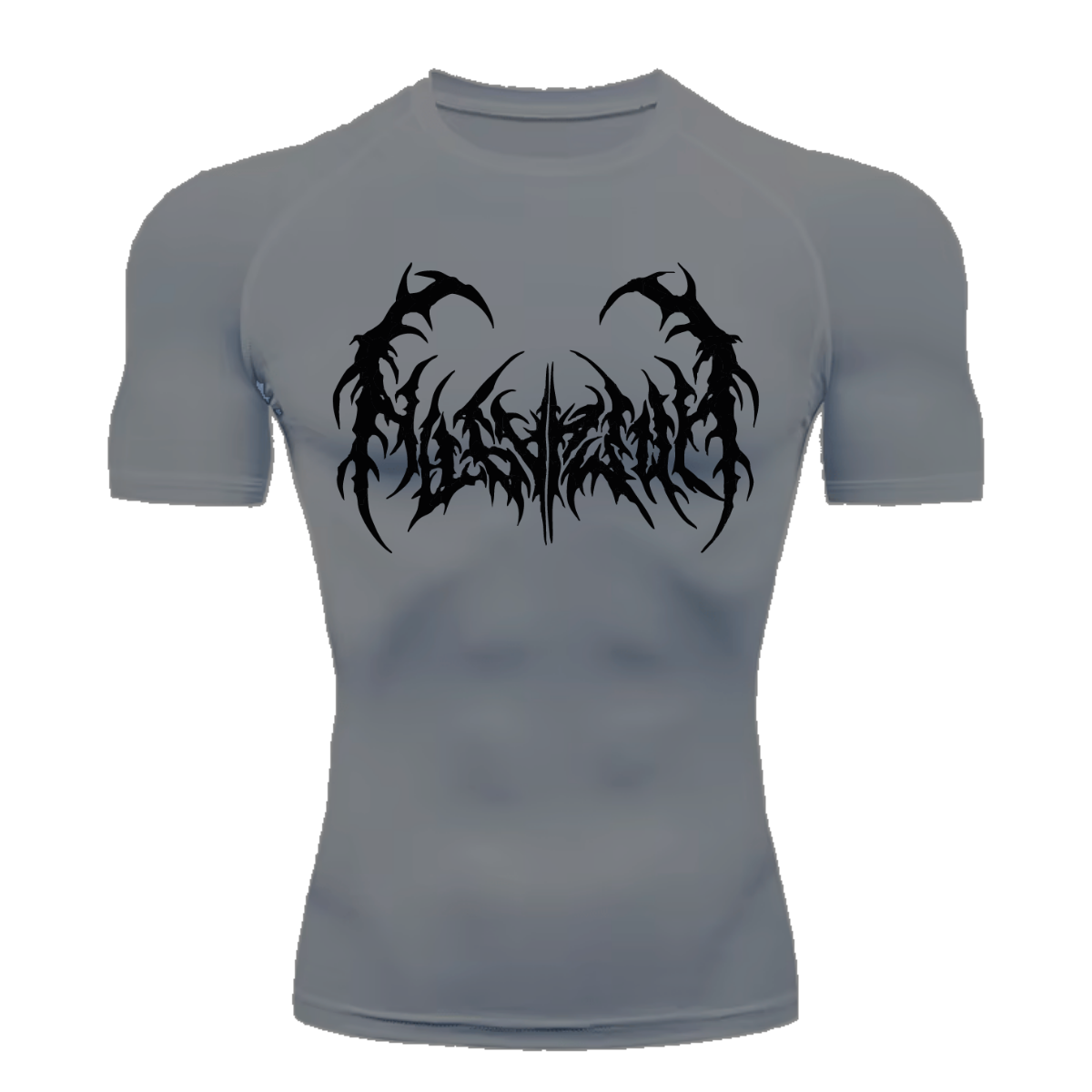 Camiseta Curta Compressão Proteção UV Cyber Tribal Dark Metal Frente
