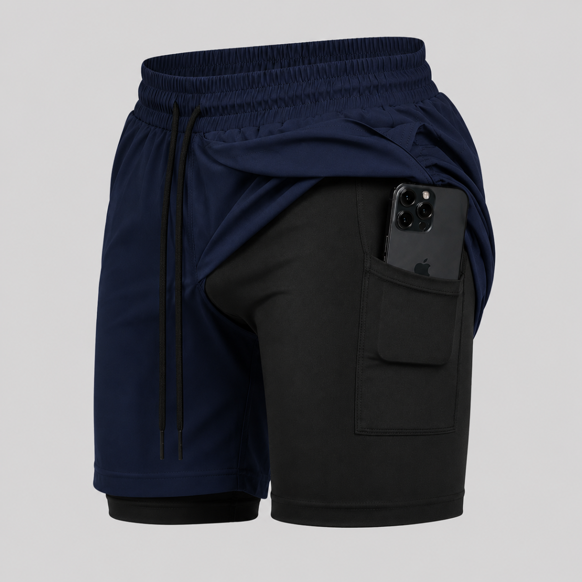 Shorts Bermuda 2 em 1 Com Shorts Interno Compressão