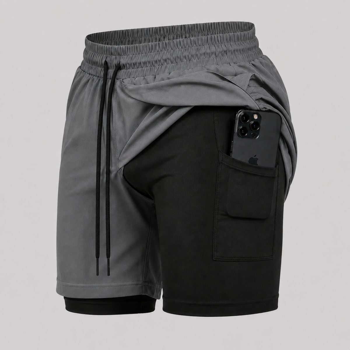 Shorts Bermuda 2 em 1 Com Shorts Interno Compressão