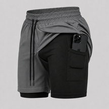 Shorts Bermuda 2 em 1 Com Shorts Interno Compressão