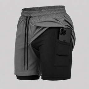 Shorts Bermuda 2 em 1 Com Shorts Interno Compressão