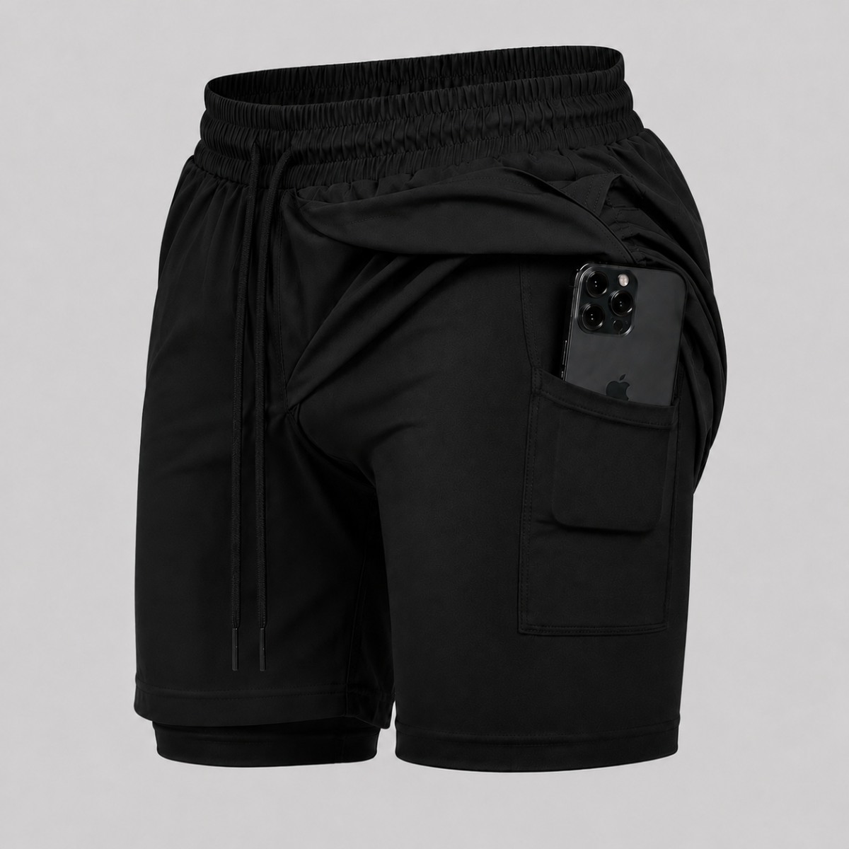 Shorts Bermuda 2 em 1 Com Shorts Interno Compressão
