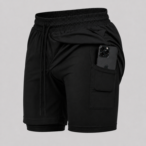 Shorts Bermuda 2 em 1 Com Shorts Interno Compressão