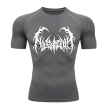 Camiseta Curta Compressão Proteção UV Cyber Tribal Dark Metal Rash Guard