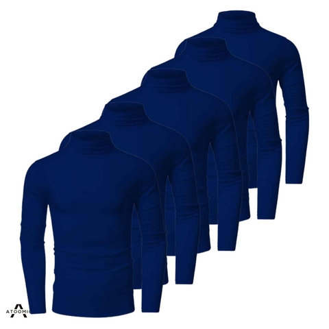 kit 5 camisas térmicas com proteção uv manga longa gola alta azul marinho