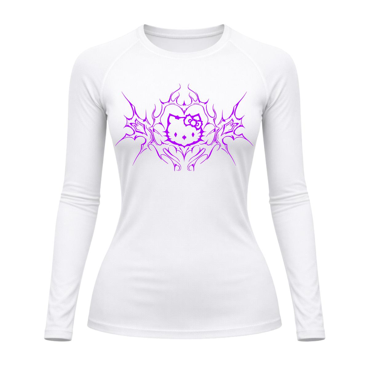 Camiseta Compressão Uv Manga Longa Cyber Tribal Black Heart Hello Kitty Rash Guard