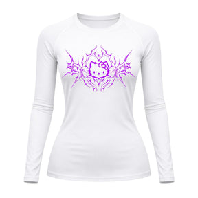 Camiseta Compressão Uv Manga Longa Cyber Tribal Black Heart Hello Kitty Rash Guard