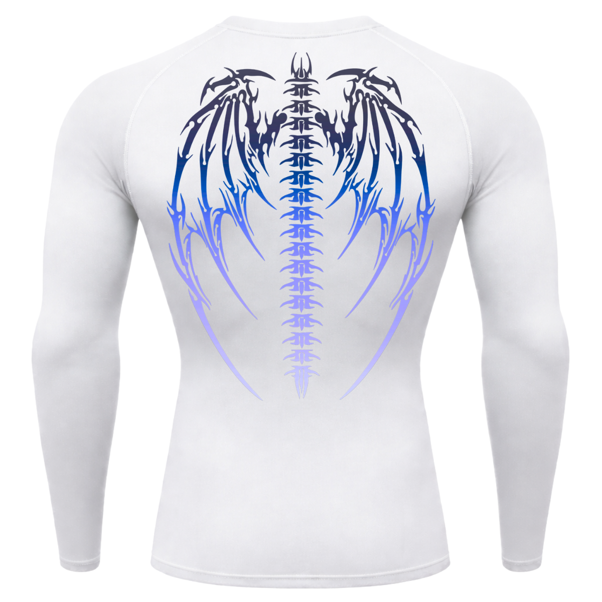 Camiseta Longa Compressão Proteção UV Cyber Tribal Bones Wings Costas